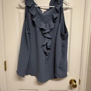 LC Lauren Conrad Gray Ruffled Tank Top